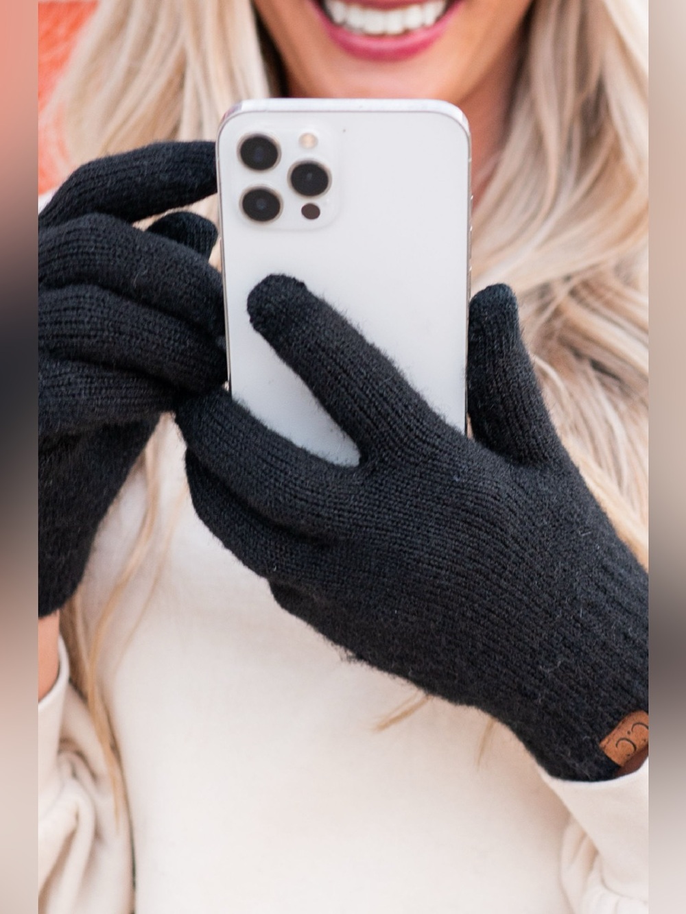 C.C Heather Black Super Soft Chenille Touchscreen Compatible Gloves
